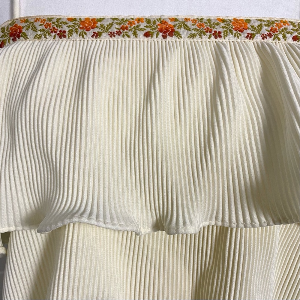 Vintage 70’s Vicky Vaughn Cream Ruffle Maxi Dress Tiered Bohemian Hippie S - Picture 5 of 10
